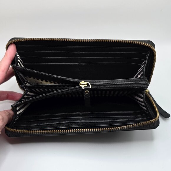Kate Spade New York Black Pebbled Leather Large Continental Zip Around Wallet - Picture 7 of 7